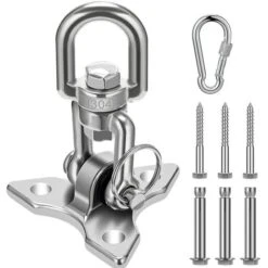 Crochet De Plafond Avec SUS304 Acier Inoxydable 450KG Capacité 360 ° Rotation, Plafond Ensembles Bois Béton Pour Hamac Crochets à Suspendre Kit Avec Mousqueton Et Vis