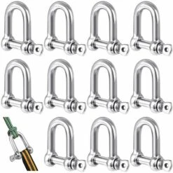 12 Pcs D Manilles Acier Inoxydable Pour Alpinisme/Randonnée/Chaîne D'ancre/Voile, Fait D'acier Inoxydable 304, Manille Inox Avec Charge Maximale De 160 Kg (M5) - MODOU