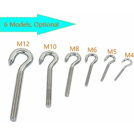 M5 Crochet Boulon Anneau à Vis Crochet 304 Acier Inoxydable Haute Dureté Crochet En Acier Boulon Suspendu Item Vis Crochet Pour Suspension Lustres L'artisanat 10 PCS – Image 4