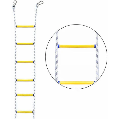 Échelle De Corde D'évacuation De Feu Échelle De Sécurité Incendie Résistant Aux Flammes Avec 2 Mousquetons - 3 M – Image 2