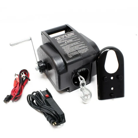 Treuil électrique 12 Volts Traction Jusqu’à 2267 Kg Treuil à Câble Manivelle Outil Bateau Remorque