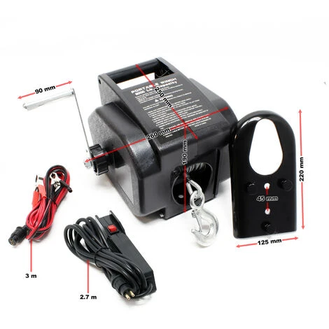 Treuil électrique 12 Volts Traction Jusqu’à 2267 Kg Treuil à Câble Manivelle Outil Bateau Remorque – Image 2