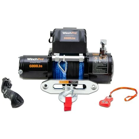 WinchPro - Treuil Électrique 12V 2700kg/6000lbs, 24m De Corde Synthétique En Dyneema, 2 Télécommandes (1 Sans Fil, 1 Câble), Idéal Pour Les Atv, Buggies, Remorques, Quads Et Bateaux – Image 2