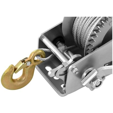 MSW Treuil Manuel Bateau Treuil Anti-Retour 450 - 1200 Kg Cliquet Câble Acier 10 M – Image 3