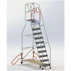 Fimm - Escabeau Roulant à Immobilisation Automatique Charge 150 Kg 11 Marches Ht Travail 4540 mm