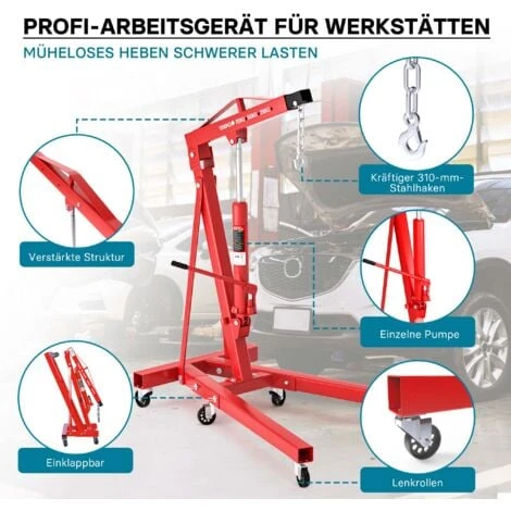Grue D‘atelier Pliable Charge 1000kg Max. Bras De Levage 960-1240 Mm Chèvre De Levage Atelier Garage – Image 2