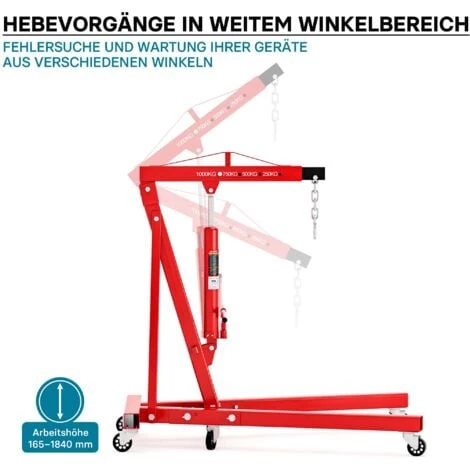 Grue D‘atelier Pliable Charge 1000kg Max. Bras De Levage 960-1240 Mm Chèvre De Levage Atelier Garage – Image 4