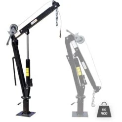Grue De Levage Pick Up Rabattable Charge De 900kg Tête Pivotante à 360° & Treuil Socle Solide