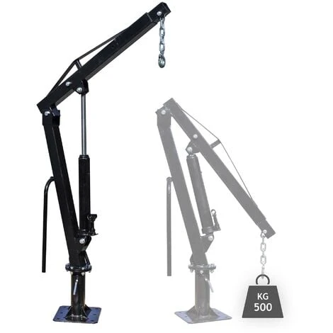 Grue De Levage Pick Up Remorque Charge 500 Kg Tête Pivotante à 360° Socle Massif Ancrage Au Sol