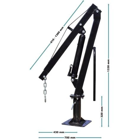 Grue De Levage Pick Up Remorque Charge 500 Kg Tête Pivotante à 360° Socle Massif Ancrage Au Sol – Image 3