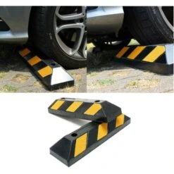 2 Cales Butées Stop Roues Avec Deflecteurs - 55 Cm