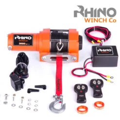 Treuil électrique RHINO 3000 Lb / 1360 Kg 12v - Corde Dyneema Synthétique Orange Robuste Avec Télécommande Sans Fil - Garantie 2 Ans