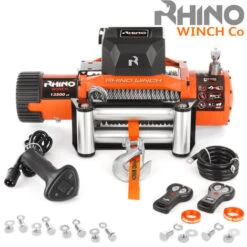 Treuil électrique RHINO 13500 Lb / 6125 Kg 12v - Câble En Acier Orange Robuste Avec Télécommande Sans Fil - Garantie 2 Ans