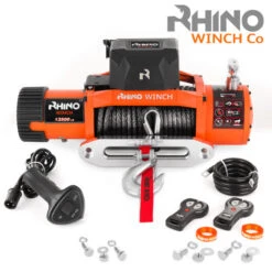 Treuil électrique RHINO 13500 Lb / 6125 Kg 12v - Corde Dyneema Synthétique Orange Robuste Avec Télécommande Sans Fil - Garantie 2 Ans