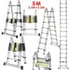 Échelle Télescopique 5m, Multifonction, Pliable En Alliage D’Aluminium, Échelle Double 2,5m + 2,5m, Charge Max 150kg