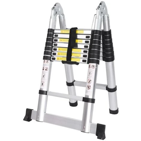 Échelle Télescopique 5m, Multifonction, Pliable En Alliage D’Aluminium, Échelle Double 2,5m + 2,5m, Charge Max 150kg – Image 5