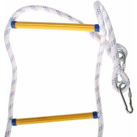 5M Echelle De Corde D'évacuation De Feu Echelle De Sécurité Incendie Résistant Avec Mousquetons – Image 3