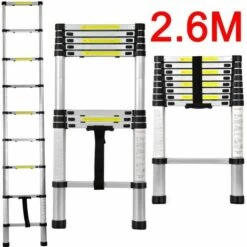 Varan Motors - DLT208B Echelle Télescopique En Aluminium, Hauteur De 2.60m, 9 échelons