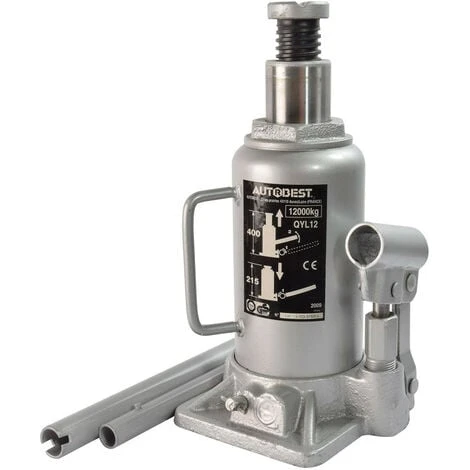 Cric Hydraulique Bouteille, Capacité 12T, Hauteur Levage De 215 à 400 Mm - AUTOBEST