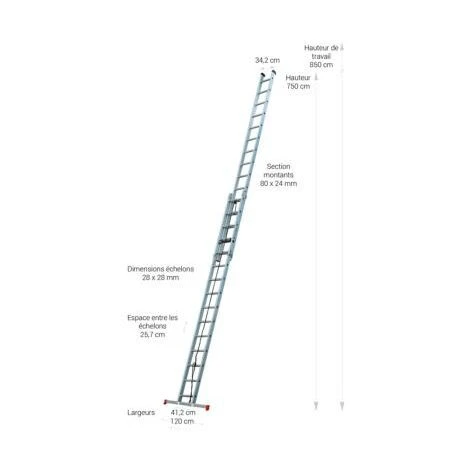 Ăchelle Coulissante 2 Plans 7.45 M â Image 3