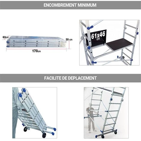 Echafaudage Domestique Pliable : Hauteur De Travail Maximale De 3.78m - FACPN â Image 4