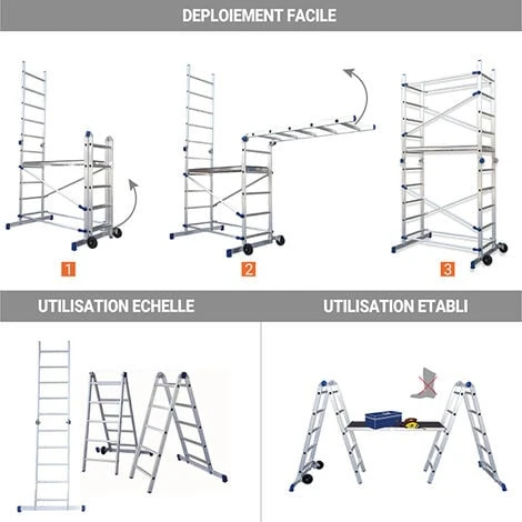 Echafaudage Domestique Pliable : Hauteur De Travail Maximale De 3.78m - FACPN â Image 5