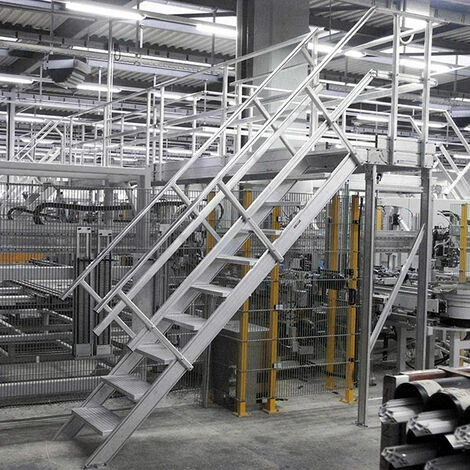 Escalier Industriel 4 Marches - Hauteur à Franchir 1.00m - Largeur De Marche 1000mm - Inclinaison 45° - 22111004 – Image 3