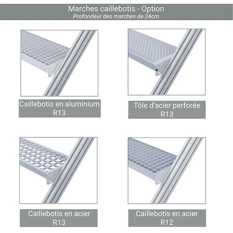 Escalier Industriel 4 Marches - Hauteur à Franchir 1.00m - Largeur De Marche 1000mm - Inclinaison 45° - 22111004 – Image 5
