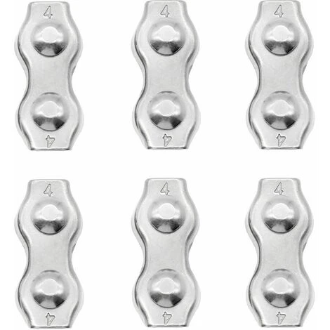AIDUCHO 6 Pièces M4 Wire Rope Clips Duplex Rope Clamp 2-Post Wire Rope Clip Pour Cordes à Linge Patio Fixe Hanging Sun Sails