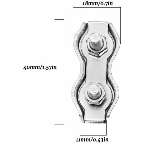 AIDUCHO 6 Pièces M4 Wire Rope Clips Duplex Rope Clamp 2-Post Wire Rope Clip Pour Cordes à Linge Patio Fixe Hanging Sun Sails – Image 2