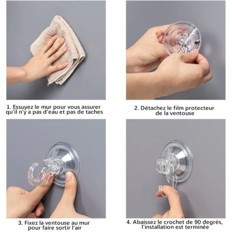Crochet De Ventouse, Robuste Et Sans Soudure, Crochets De Création En Plastique épais, Sans Trous Pour Crochets, Adapté à La Salle De Bain Et à La Cuisine, étanche Et Résistant à L'humidité – Image 5