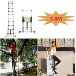 Échelle Télescopique Professionnelle 3,8 M - Sûre Et Solide - EN131 Et Norme Française