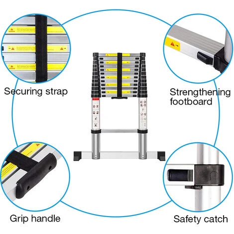 Échelle Télescopique Professionnelle 3,8 M - Sûre Et Solide - EN131 Et Norme Française – Image 5