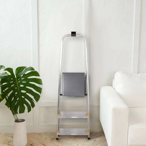 Escabeau 3 Marches DURA Pliable, Marchepied Léger En Aluminium, Hauteur Plateforme 54cm, Pieds Antidérapants, Charge 150kg, Garantie 5 Ans Hoström – Image 2