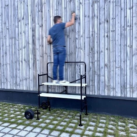 Echafaudage Roulant Et Pliant Sur Deux Niveaux - Mobile. 2 Roues. L140x L78 X H135cm Ouvert. Poids SupportĂ© 150 Kgs â Image 4