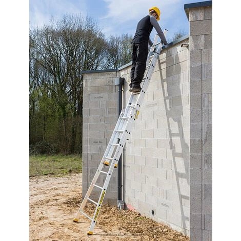 Echelle Transformable 3 Plans 3x9 Barreaux - Longueur 6.1m / Pliée 2.75m - Hauteur Escabeau 4,1m - 510309 – Image 4