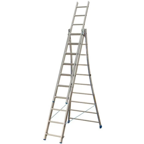 Echelle Transformable 3 Plans 3x12 Barreaux - Longueur 7.90m / Pliée 3.45m - Hauteur Escabeau 5,25m - 213312