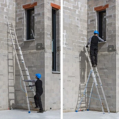 Echelle Transformable 3 Plans 3x12 Barreaux - Longueur 7.90m / Pliée 3.45m - Hauteur Escabeau 5,25m - 213312 – Image 4