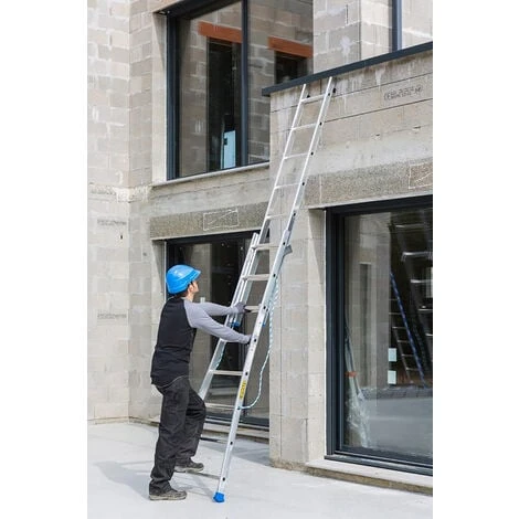 Echelle Transformable 2 Plans 2x8 Barreaux - Longueur 3.70m / Pliée 2.30m - Hauteur Escabeau 2,1m - 213208 – Image 4