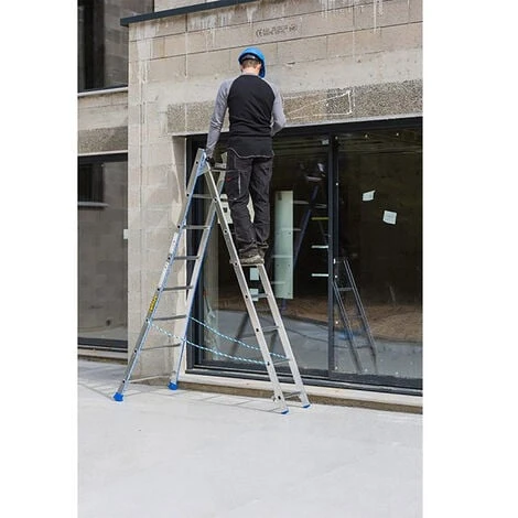 Echelle Transformable 2 Plans 2x8 Barreaux - Longueur 3.70m / Pliée 2.30m - Hauteur Escabeau 2,1m - 213208 – Image 5