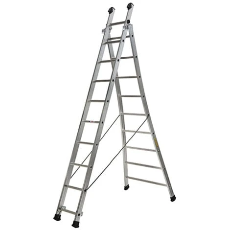 Echelle Transformable 2 Plans 4x3 Barreaux - Longueur 4.45m / Pliée 2.75m - Hauteur Escabeau 2,5m - 363209