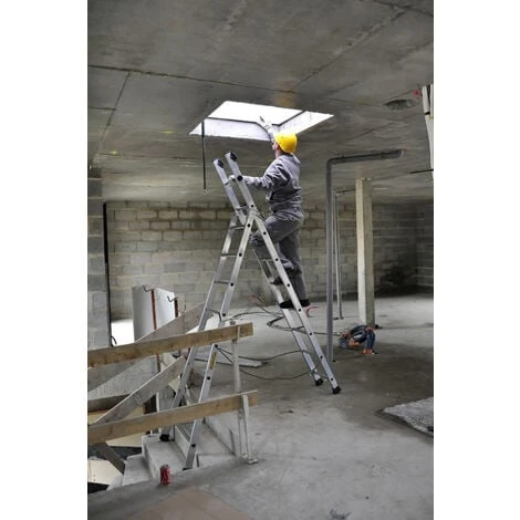 Echelle Transformable 2 Plans 4x3 Barreaux - Longueur 4.45m / Pliée 2.75m - Hauteur Escabeau 2,5m - 363209 – Image 3