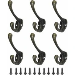 Crochet De Manteau 6 Pièces Vintage Crochets Patère Métal Porte Manteau Crochet Rétro Pour Chapeau Vêtements Crochets Muraux Avec Vis BronzTaille Unique