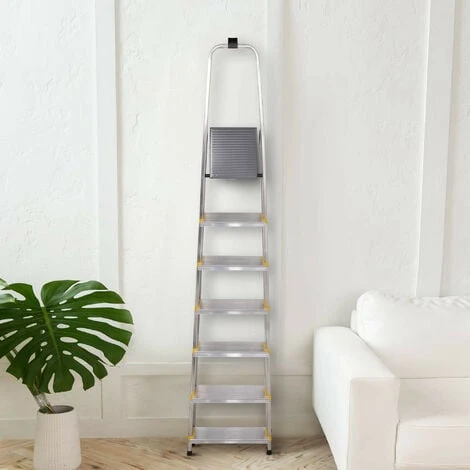 Escabeau 7 Marches DURA Pliable, Marchepied Léger En Aluminium, Hauteur Plateforme 140cm, Pieds Antidérapants, Charge 150kg, Garantie 5 Ans Hoström – Image 2