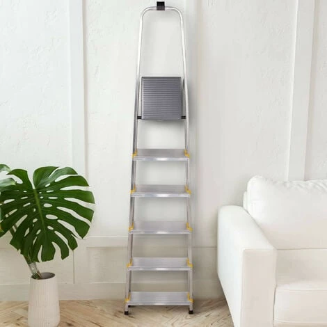 Escabeau 6 Marches DURA Pliable, Marchepied Léger En Aluminium, Hauteur Plateforme 119cm, Pieds Antidérapants, Charge 150kg, Garantie 5 Ans Hoström – Image 2