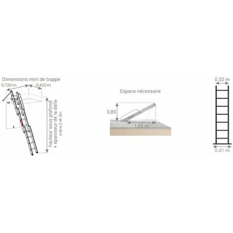 Échelle De Grenier Escamotable En Aluminium Hailo HobbyStep 3 Plans 3x4 échelons Plats Confortables, Verrouillage Automatique, Hauteur Max D'accès 3 M – Image 3
