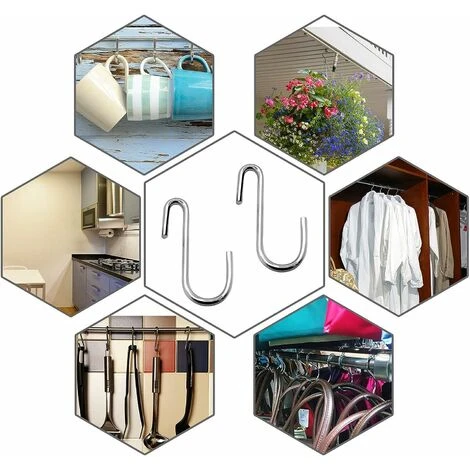 TRIP Lot De 20 Crochets De Suspension Robustes En Forme De S De 6 Cm Pour Cuisine, Salle De Bain, Chambre Et Bureau – Image 3