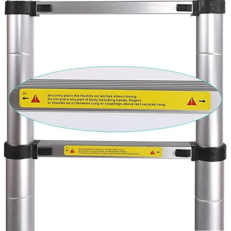 Échelle Télescopique 5M (2,5M + 2,5M) Portable Pliante Échelle Escabeau En Aluminium 16 Echelons Charge Max 150 Kg – Image 5