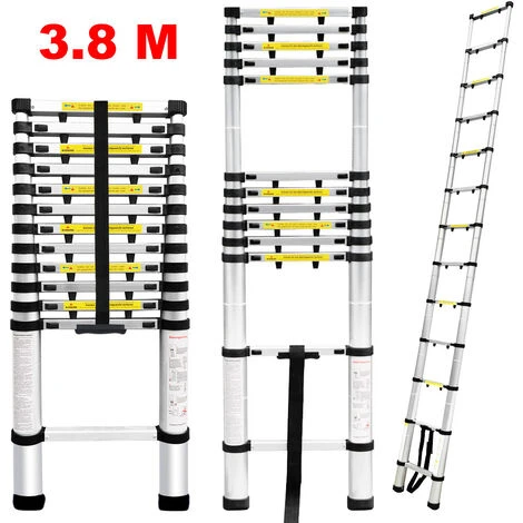 FREOSEN 3.8M Échelle Télescopique Portable Echelle Multi-Fonction En Aluminium,Capacité 150 Kg ,13 Echelons – Image 2