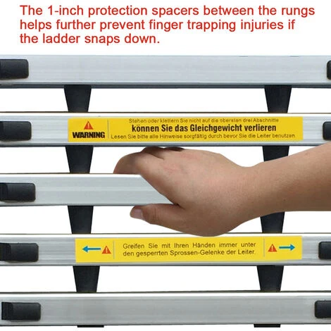 FREOSEN 3.8M Échelle Télescopique Portable Echelle Multi-Fonction En Aluminium,Capacité 150 Kg ,13 Echelons – Image 5